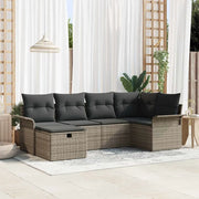 Set Divano da Giardino con cuscino 6 pcs Poly Rattan