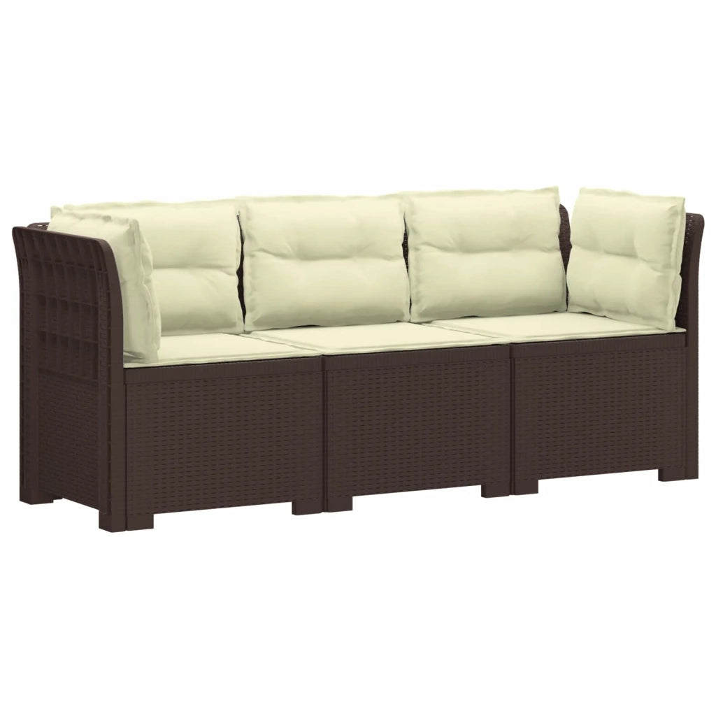 Divano da esterno-Divano da Giardino 3 posti con cuscini in look rattan PP 958166