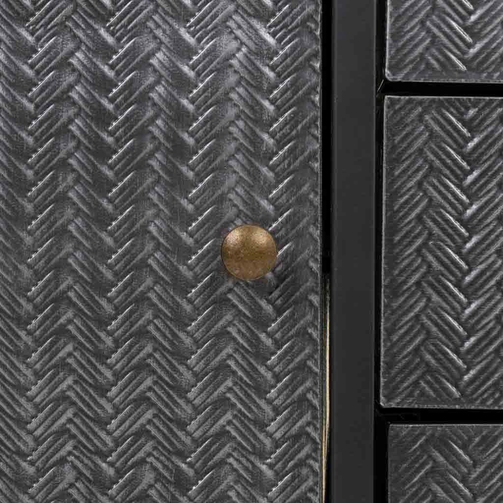 Credenza in metallo nero e legno 121,5x36x82,5h
