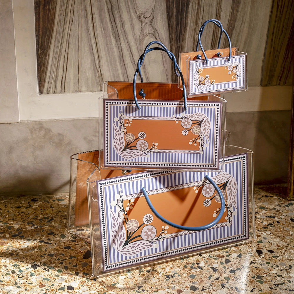 SHOPPER MEDIA CHARLOTTE IN CRISTALLO ACRILICO TRASPARENTE E CON DECORO SVEVA