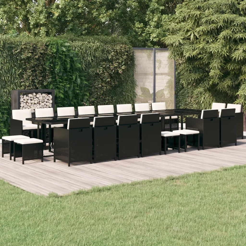 Set da Pranzo da Giardino 21 pz con Cuscini in Polyrattan Nero 3095669