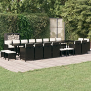 Set da Pranzo da Giardino 21 pz con Cuscini in Polyrattan Nero 3095669