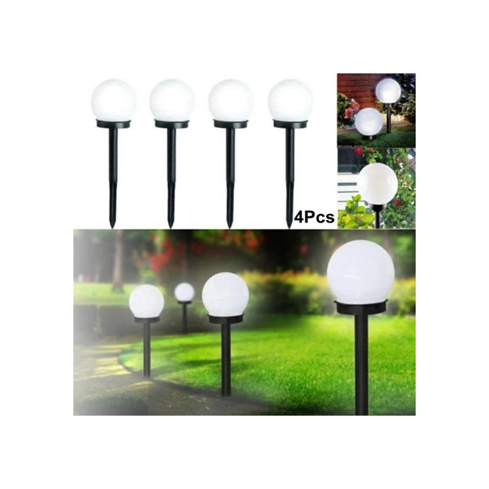 Trade Shop - 4 Lampione Solare 1 Led Giardino 10 Cm Su Picchetto Lampade Globo Per Esterni -