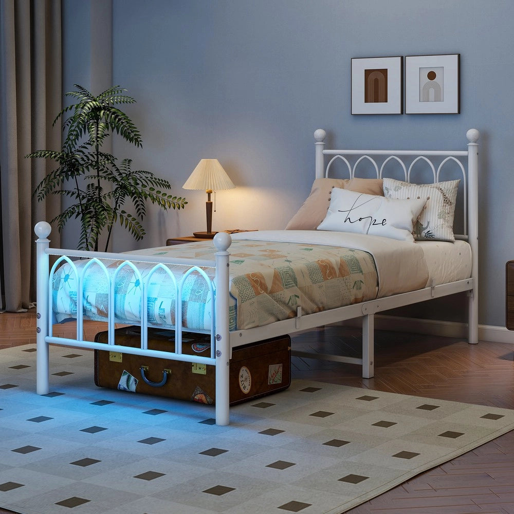 Giroletto in Metallo con LED e USB ¨C MINIMAL ¨C Bianco 90x200