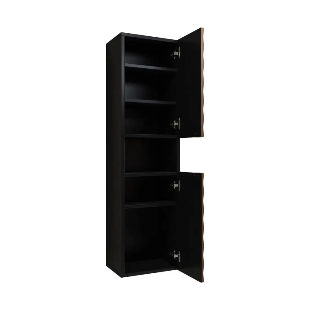 Set di 3 mobili da bagno KING – Rovere scuro e nero - 60 cm