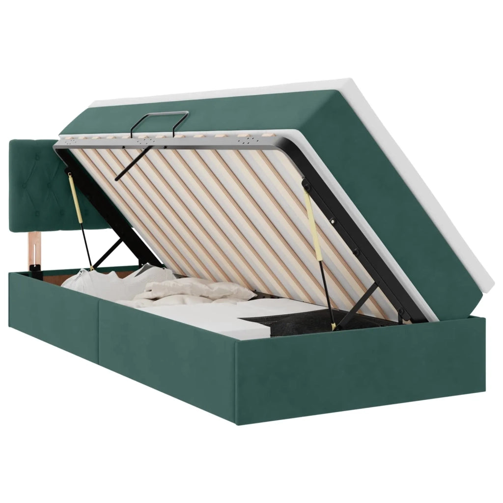 Letto con Contenitore Verde Scuro 90 x 190 cm Velluto