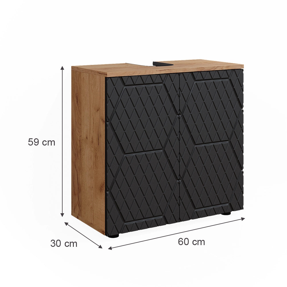 Vicco Mobile sottolavabo per bagno Antracite con struttura a nido d'ape 60 x 59 cm