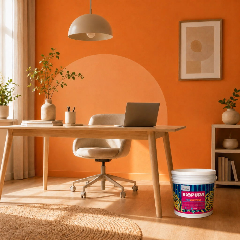 Popintenso palestra e decori interni pittura murale lavabile e coprente cromika *** formato 2.5 lt, colore- arancio s...