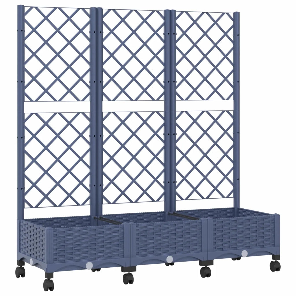 Vaso da giardino con grigliato e ruote Blu Grigio PP 3423053