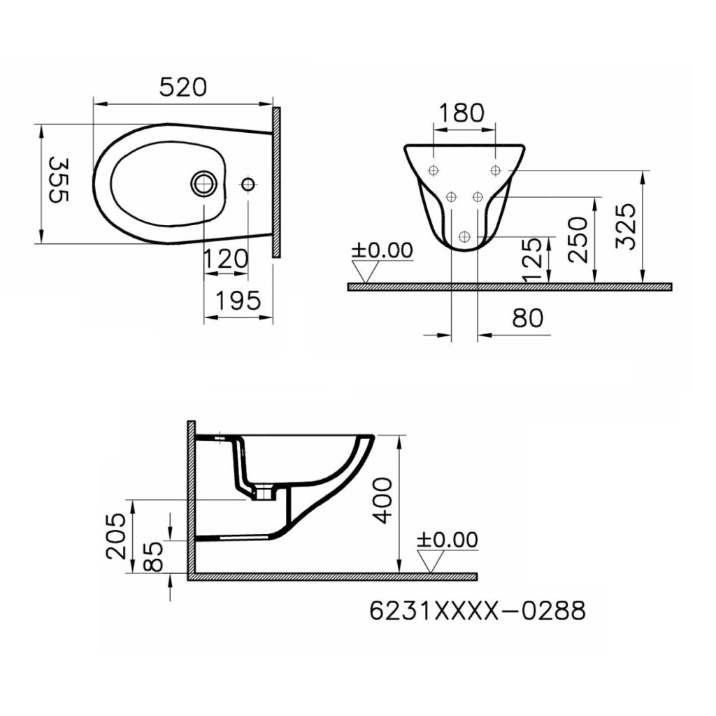 BIDET NORMUS IN CERAMICA BIANCA A PARETE