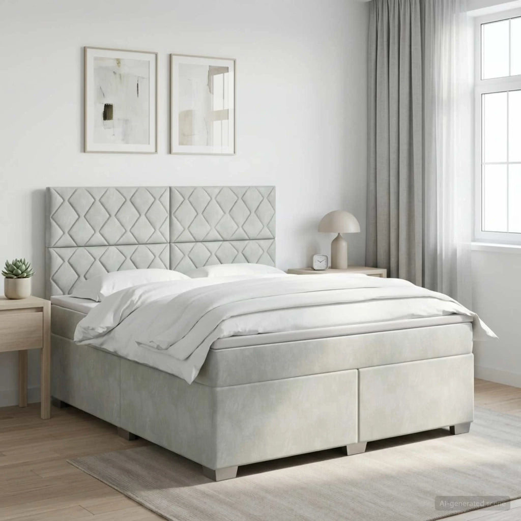 Letto box spring con materasso Grigio Chiaro 140 x 190 cm 3453644