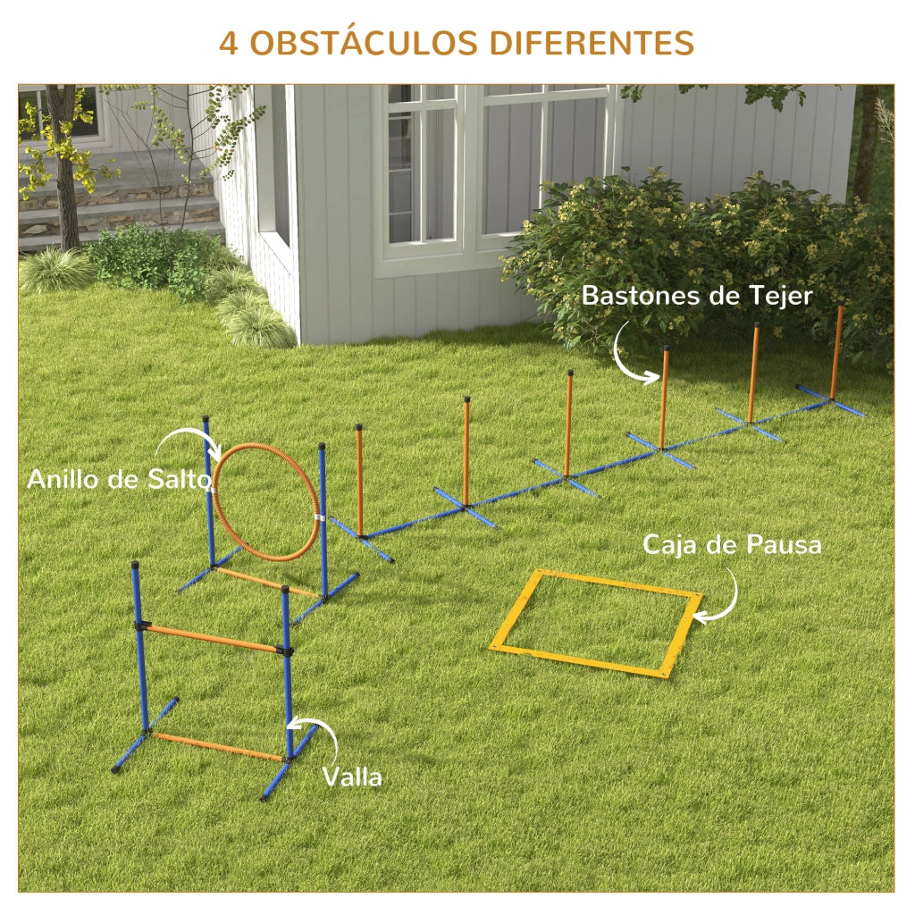 Gioco per Cani Agility ¨C zephmum ¨C 4 Pezzi, Arancione e Blu