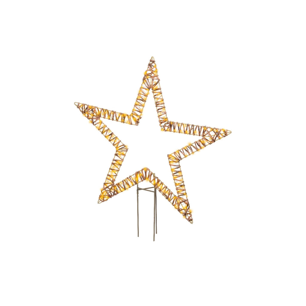 Stella in vimini marrone c/led bianco caldo 76x92cm OUT