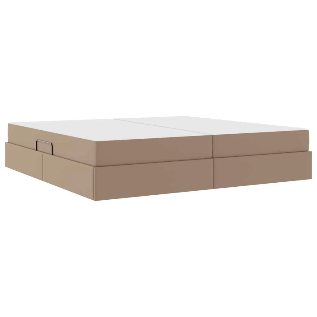 Letto con contenitore e materasso 2 pcs Cappuccino Pelle 3399627