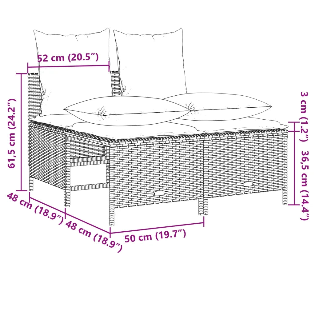 Set Divani da Giardino 5 pz con Cuscini in Polyrattan Nero 3261551