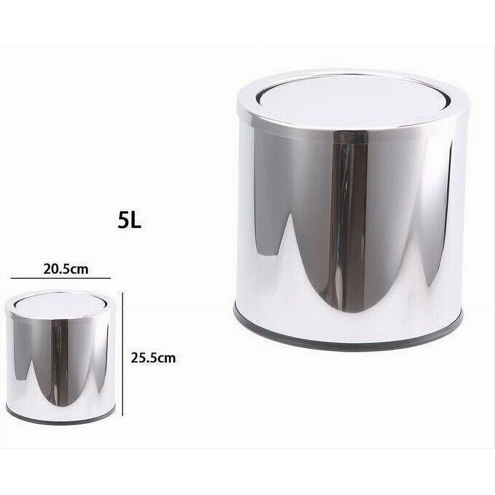 Trade Shop - Pattumiera Acciaio 5 Litri Bidone Cestino Spazzatura Coperchio Basculante 87463 -
