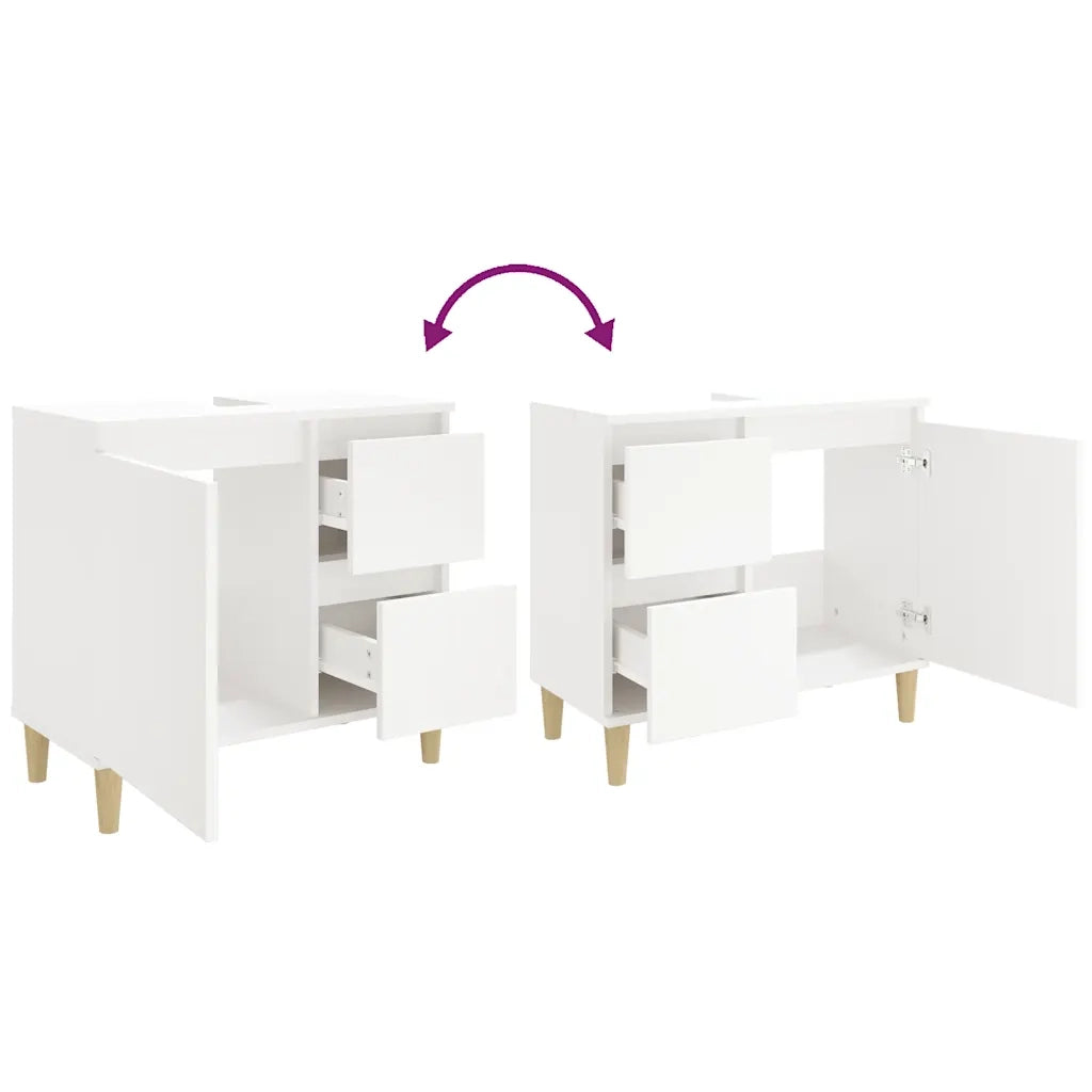 Armadietto da Bagno | Armadio da bagno Bianco 65x33x60 cm in Legno Multistrato
