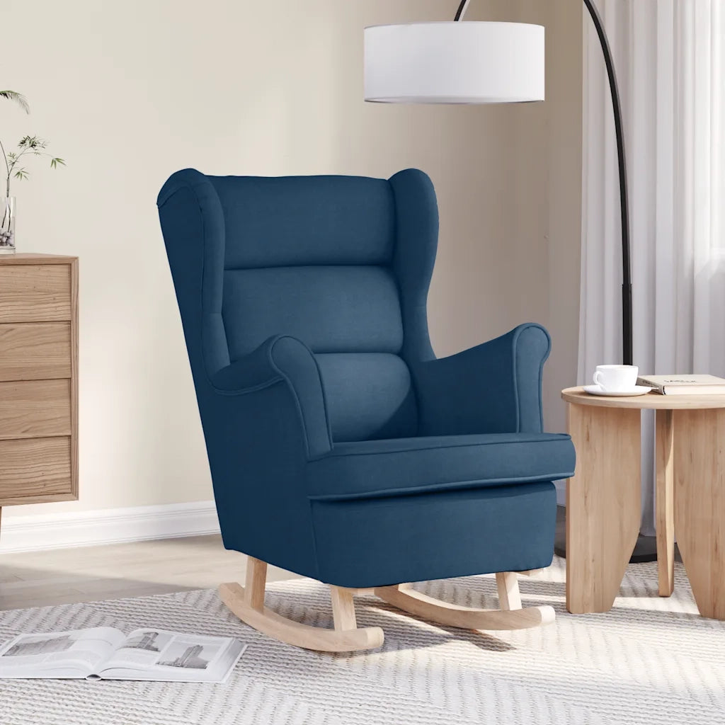 Poltrona | Sedia a Dondolo Blu 74x90x102 cm in Tessuto