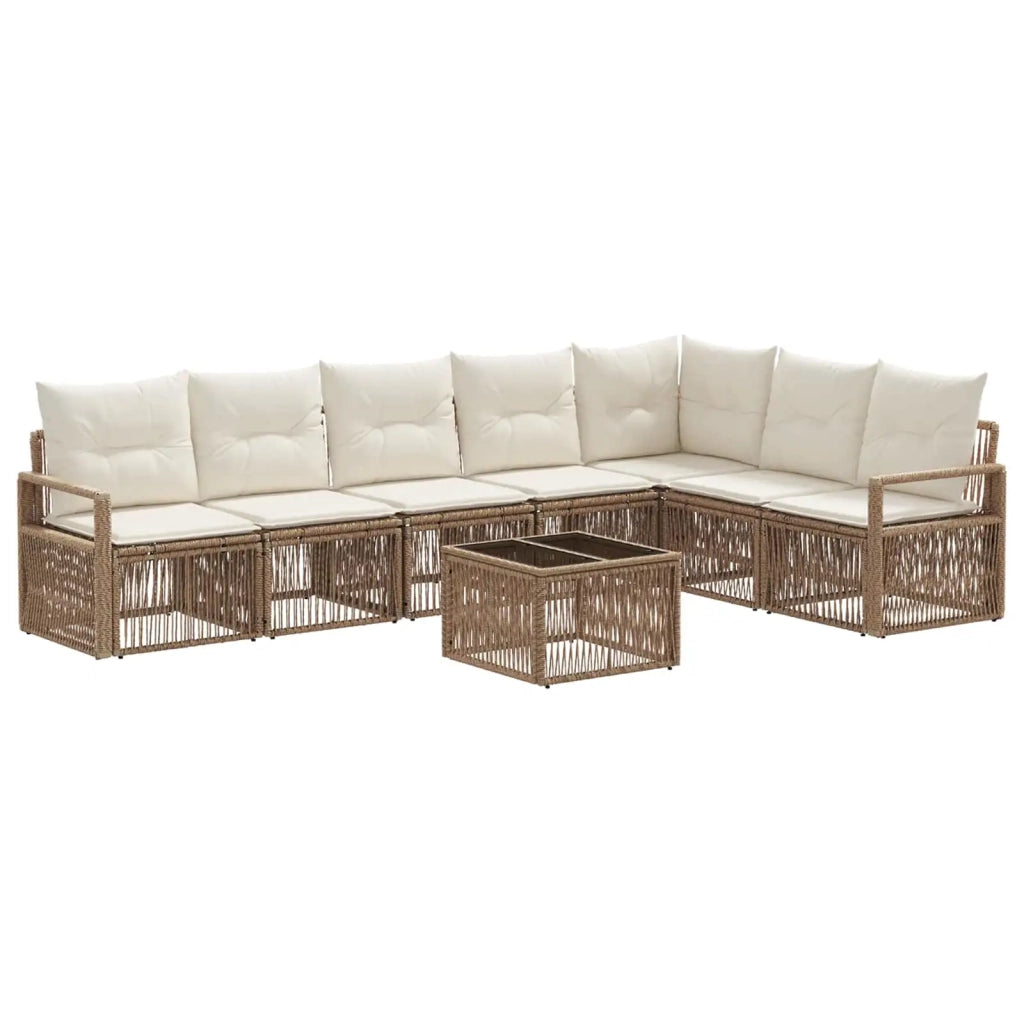 Set Divano da Giardino 8 pcs Beige polyrattan 3435726