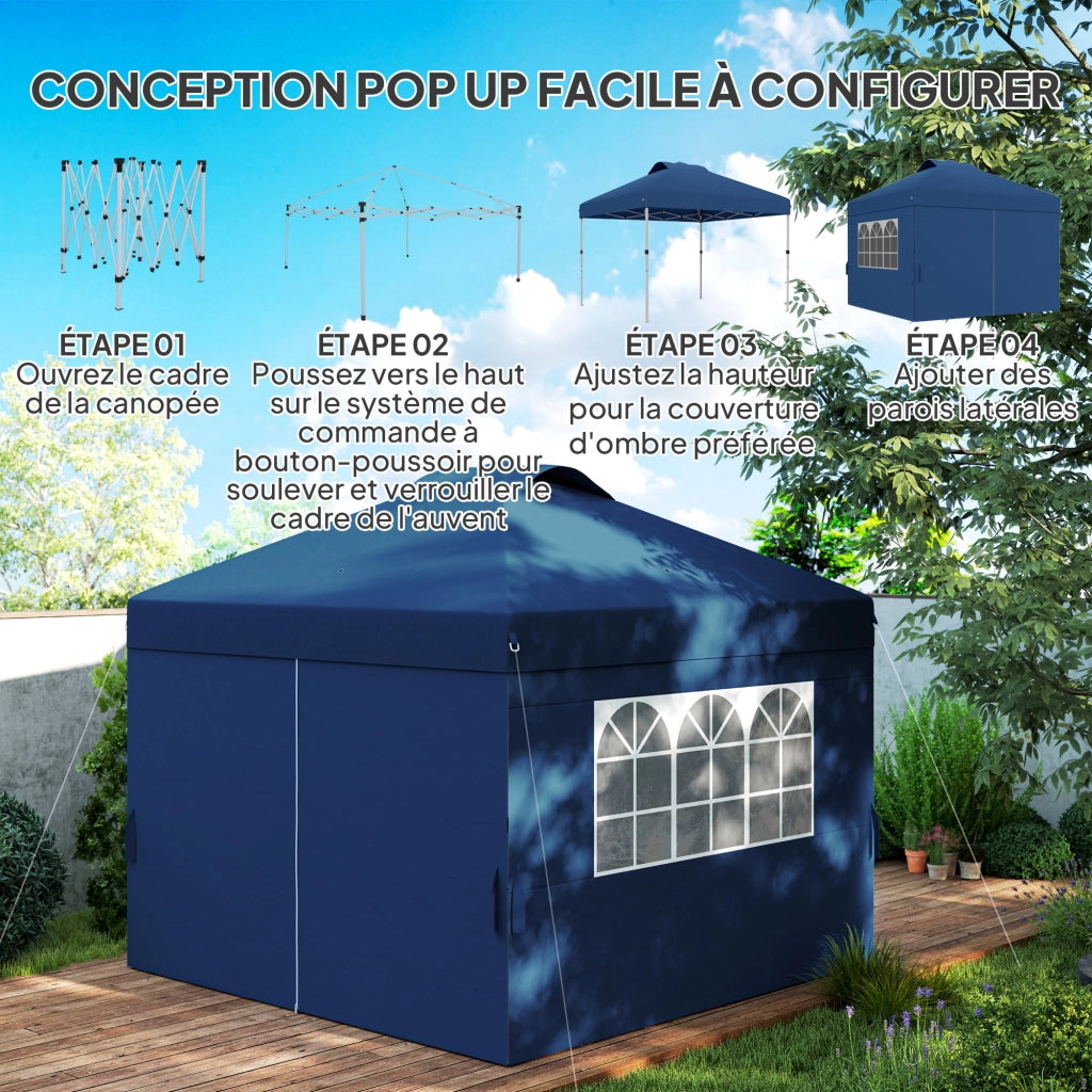 Gazebo pieghevole ¨C Minimal ¨C Grigio 3x3m con finestre e trasporto