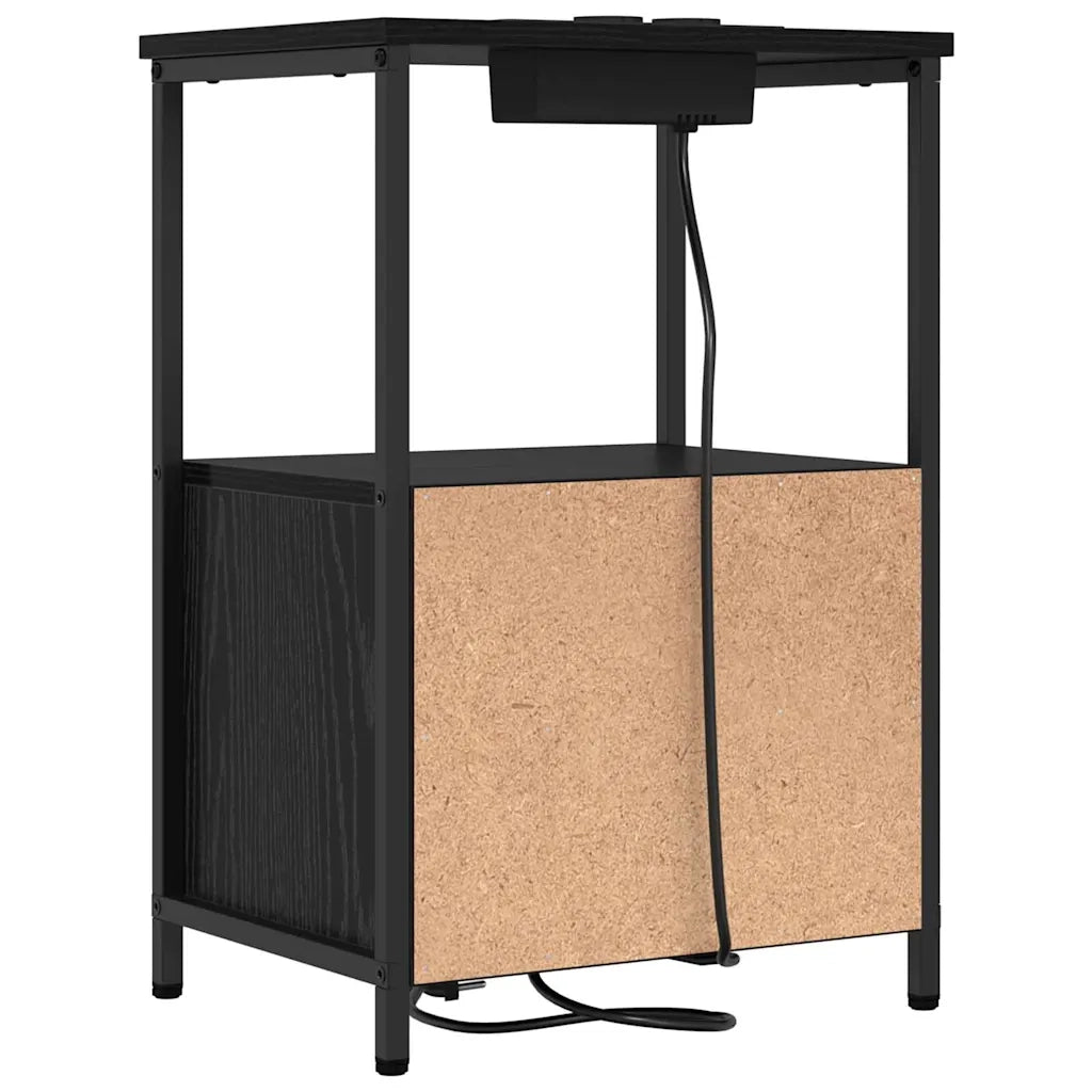 Armadio da Notte Rovere Nero 40 x 31 x 60 cm Legno multistrato 859440