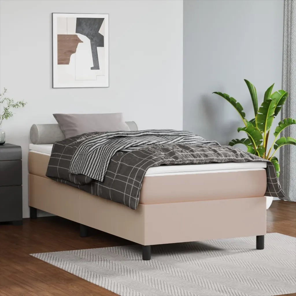 Struttura Letto a Rete a Molle Cappuccino 100x200 cm in Similpelle 3121034