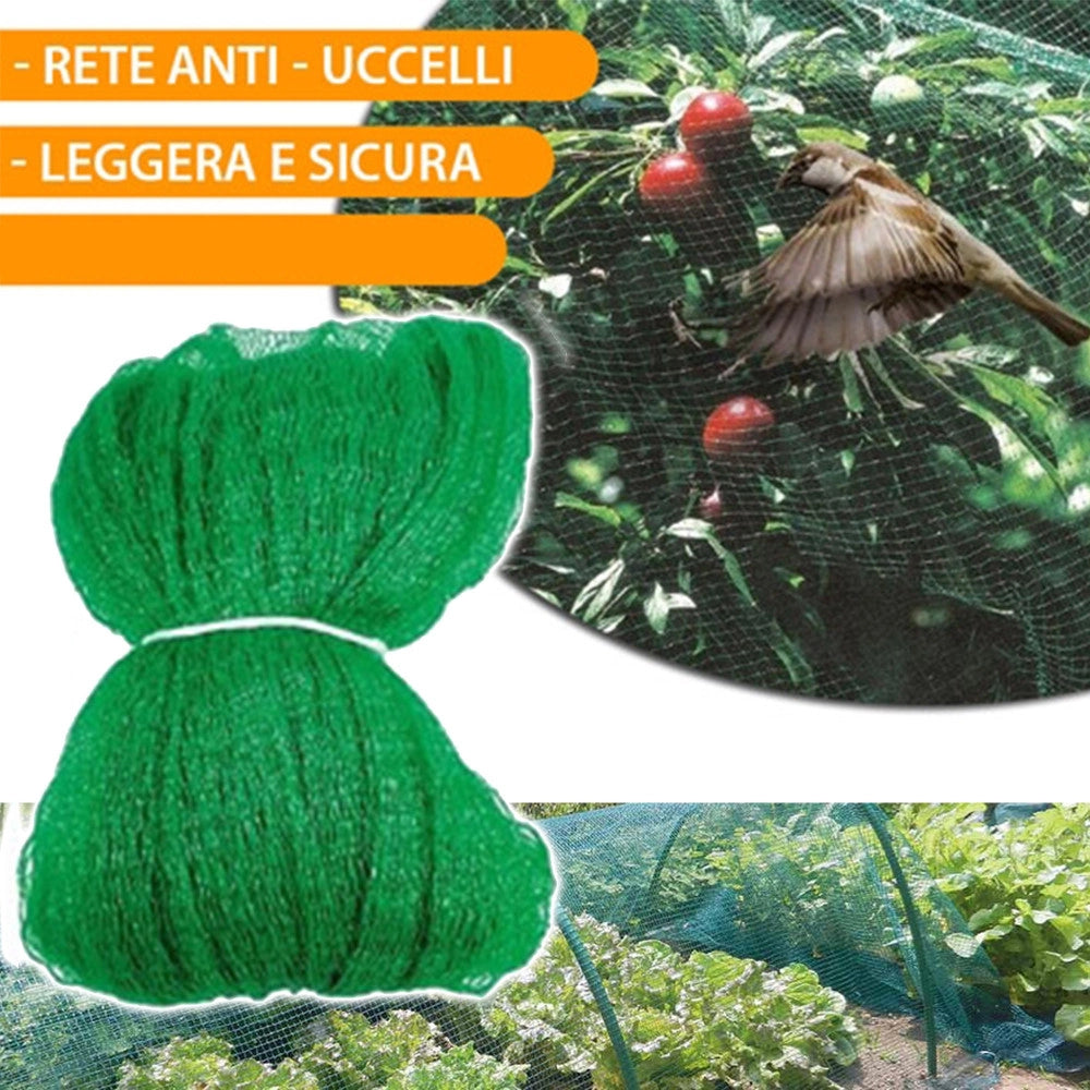 Trade Shop - Rete Anti Uccelli Protezione Ortaggi Verde 4x12 Metri Giardino Orto Antiuccelli -