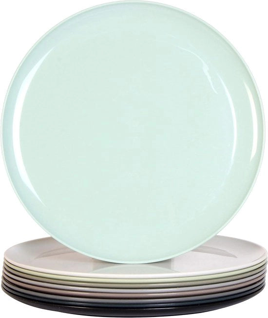 Piatti in Plastica da 25CM per la Colazione - Reutilizzabili - Set di 9 - Piatti Grande Set di Piatti