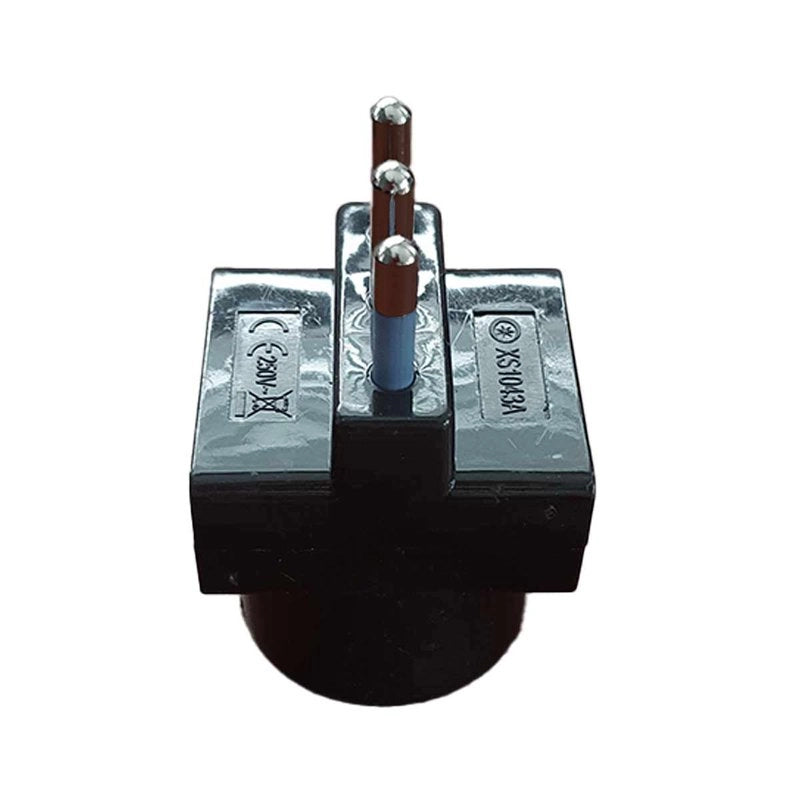Adattatore Tripla con Spina 16A 2P+T 1 Presa Ita 10A / Schuko 16A e 2 Prese Bipasso 10/16A Colore nero