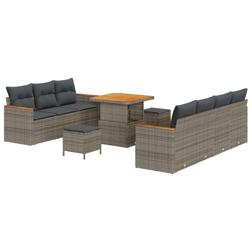 Set Divano da Giardino 10 pcs Grigio polyrattan 3362878