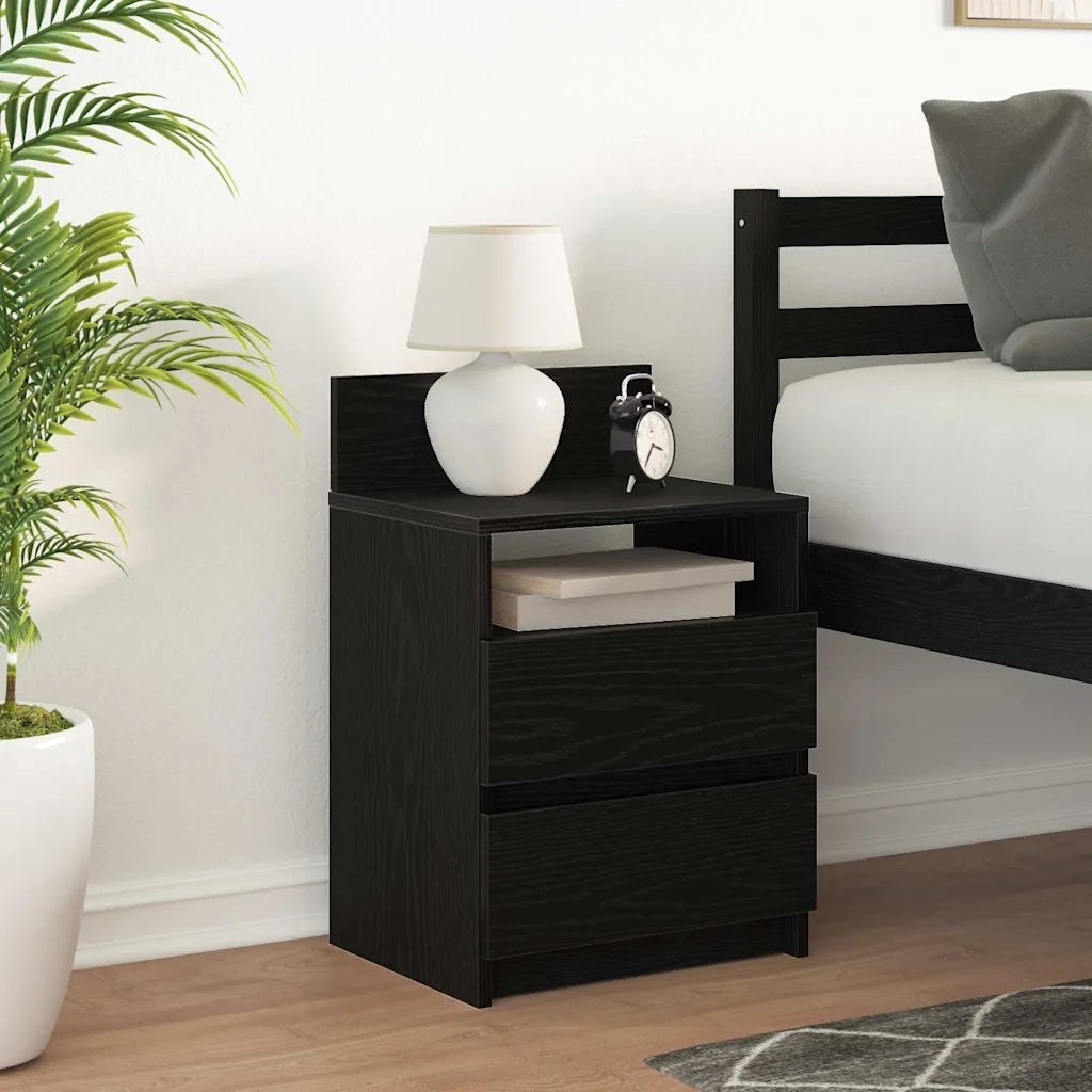 Comodino con 2 Cassetti Nero 40x33x60 cm 858562