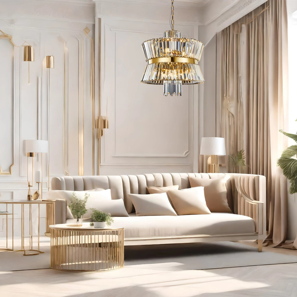 Lampadario in cristallo glamour oro Aurelia 12xE14 Milagro