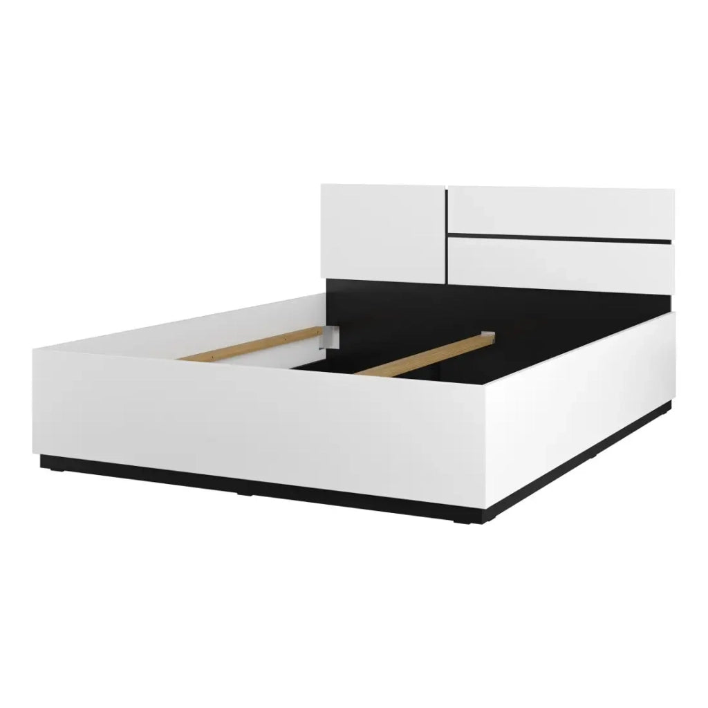 Letto HAVANA 160x200 cm bianco e nero - Design moderno e struttura robusta