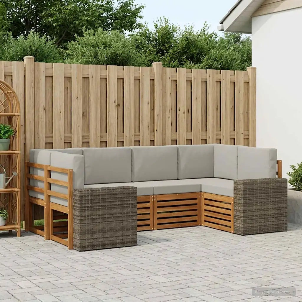 Set divano sezionale 6 pcs Naturale e Grigio Chiaro Poliestere 3384787