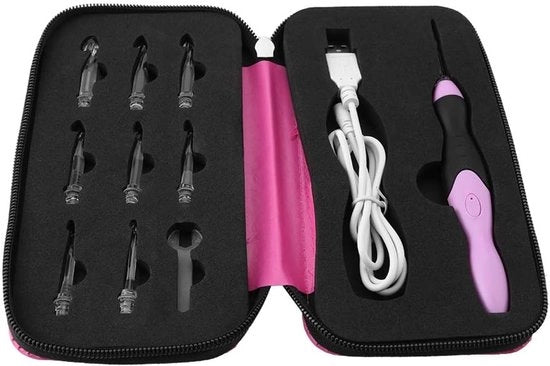 Set di ago con luce con 9 testine intercambiabili e caricatore USB