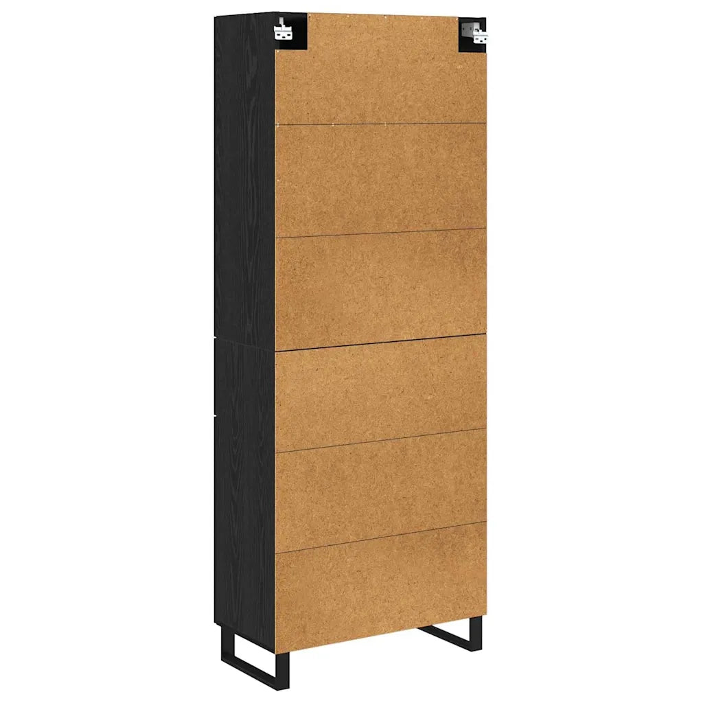 Credenza 2 pcs Rovere Nero Legno Stratificato e Vetro 3416089
