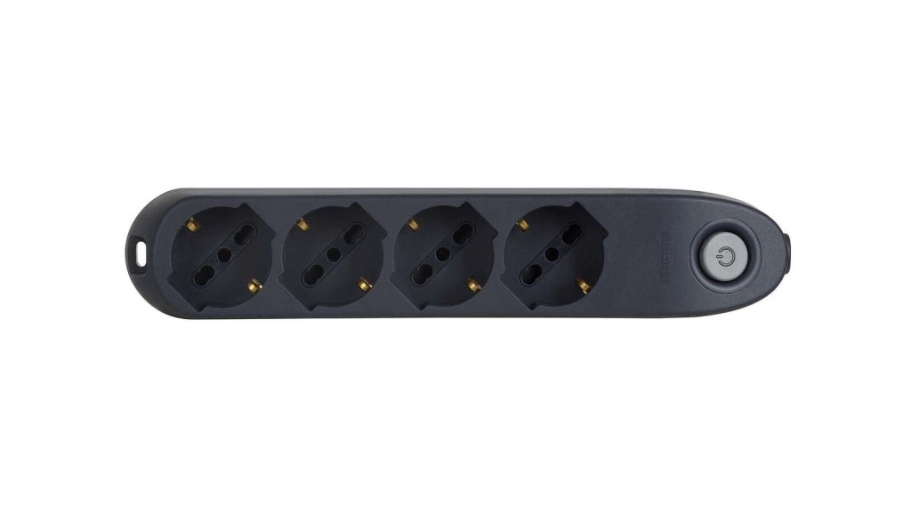 BTicino 3684GB Poker Ciabatta Multipresa 4 Prese Universali 2P+T 16A 1,5m Interruttore di Sicurezza colore Grigio