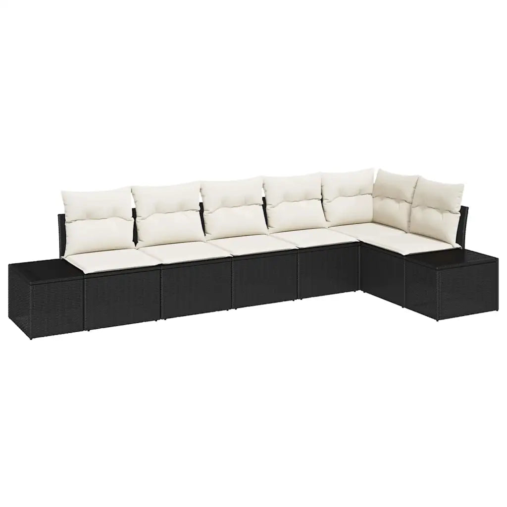 Set Divano da Giardino 6 pcs Nero e Crema polyrattan 3355746