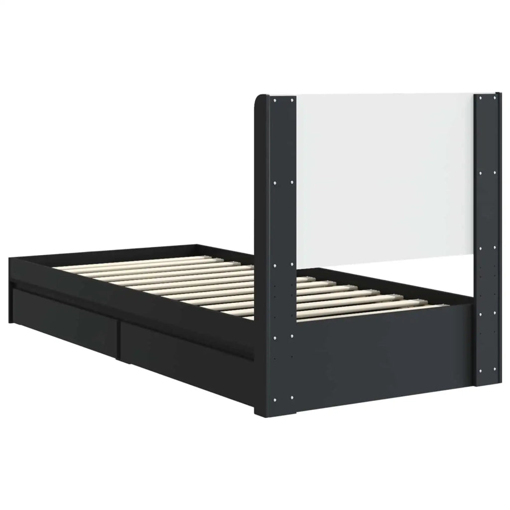 Letto singolo | Letto per adulti | Struttura del letto con stoccaggio e testata Nero 90 x 190 cm