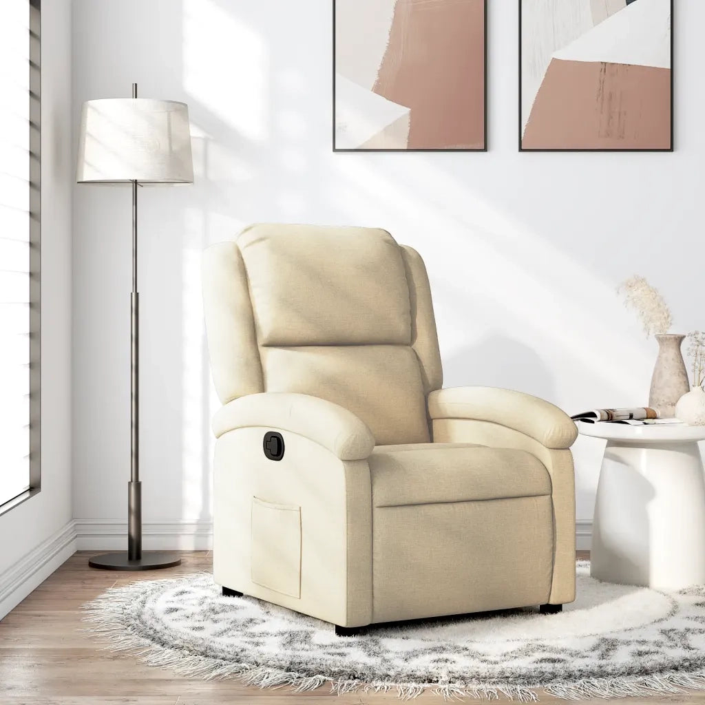 Poltrona | Sedia Relax Reclinabile in Tessuto Crema