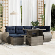 Set Divani da Giardino 7 pz con Cuscini Grigio in Polyrattan 3268681