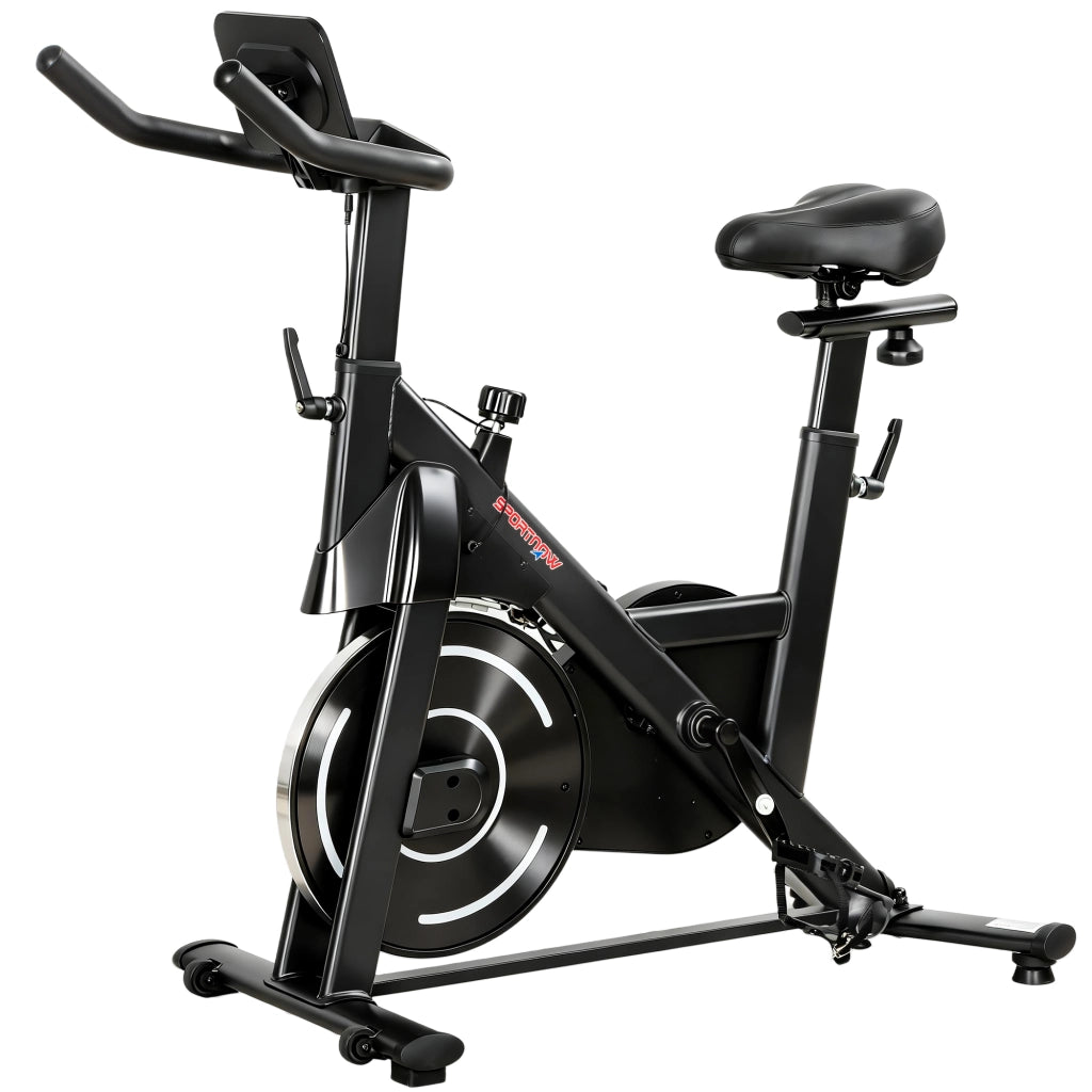 Cyclette Magnetica Regolabile con Display LCD e Supporto per Tablet, in Acciaio e ABS, 103x49x98-112 cm, Nero