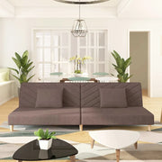 Divano Letto a 2 Posti con 2 Cuscini-Sofa Letto 2 Posti-Daybed Tortora in Tessuto 396794