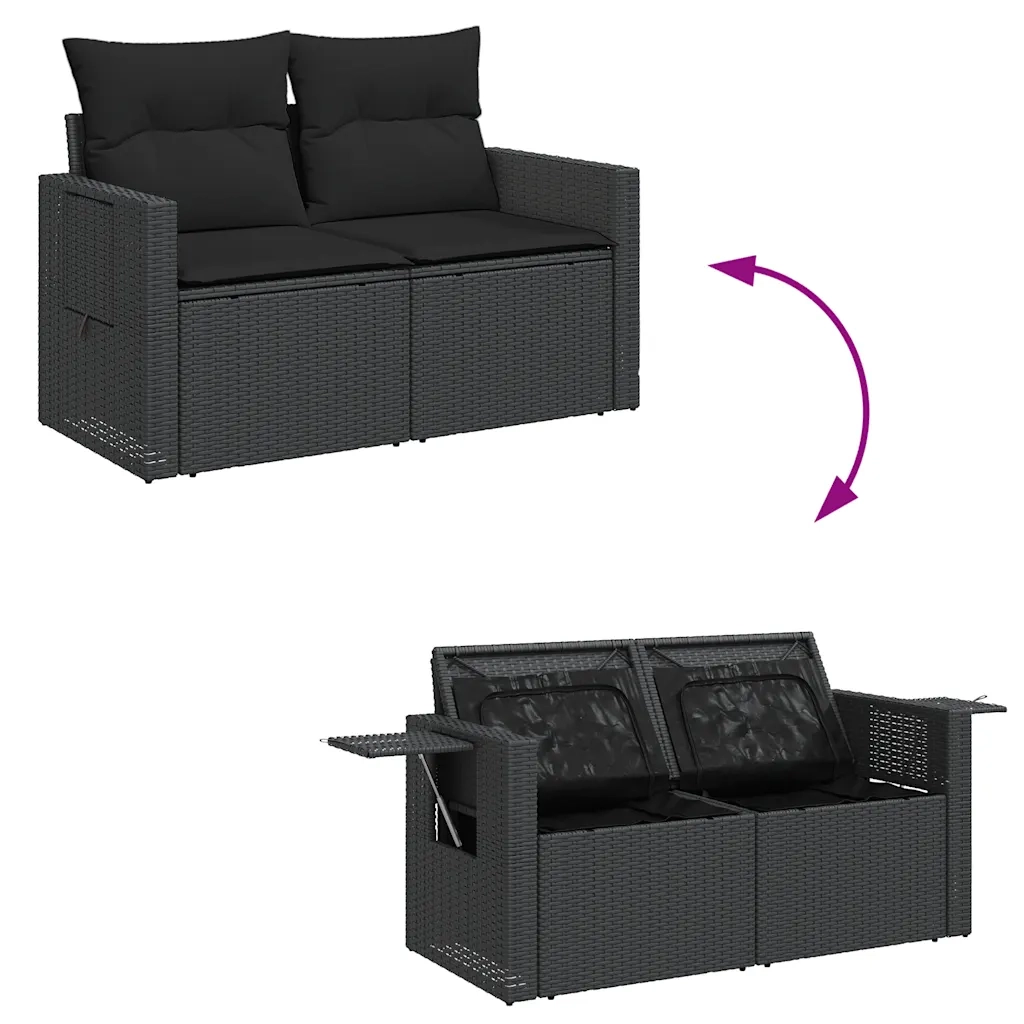 Set Divani da Giardino con Cuscini 7pz Nero Polyrattan 3326486
