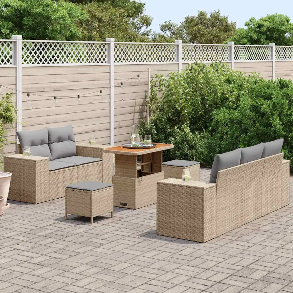 Set Divano da Giardino 8 pcs Beige polyrattan 3361952