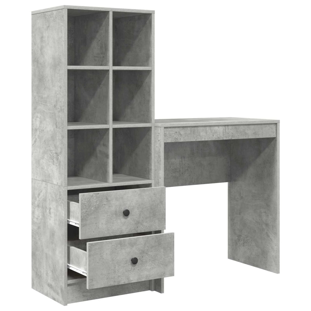 Scrivania con cassetto con lo scaffale 2 pcs Grigio cemento 3337308