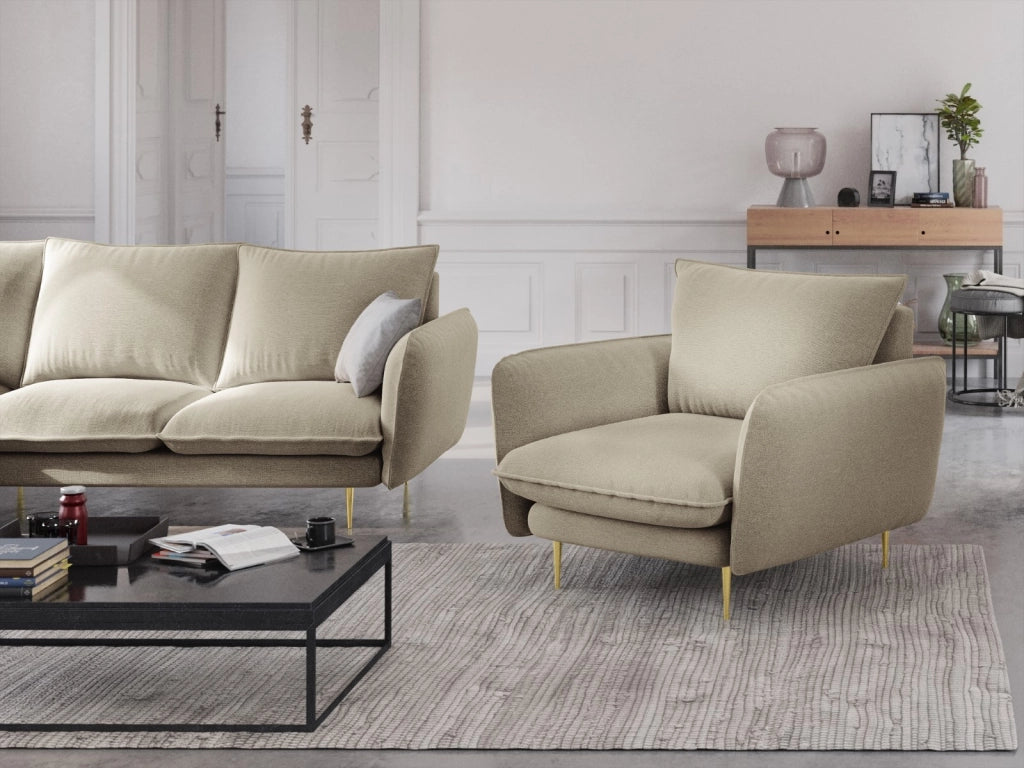 Cosmopolitan Design - Poltrona "Vienna" in tessuto strutturato beige 