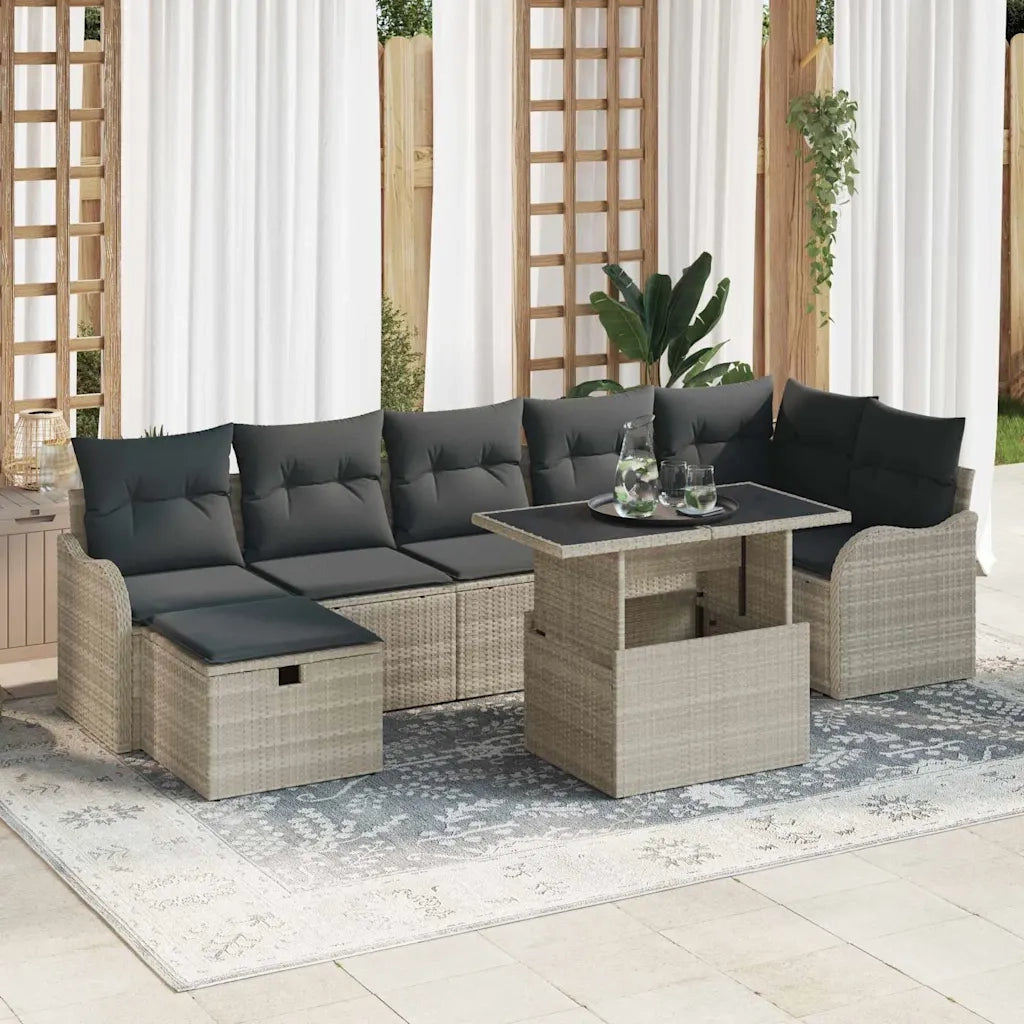Set Divano da Giardino 8 pcs Grigio chiaro Poly Rattan 3361061