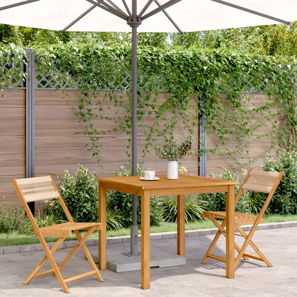 Sedie Bistrò 2pz Beige in Legno Massello di Acacia e Corda 367680