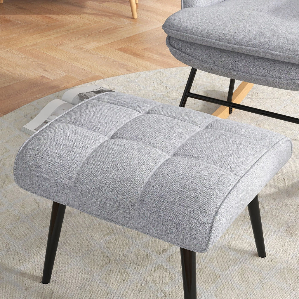 Poltrona Dondolo con Poggiapiedi e Braccioli ¨C Minimal ¨C Grigio Chiaro